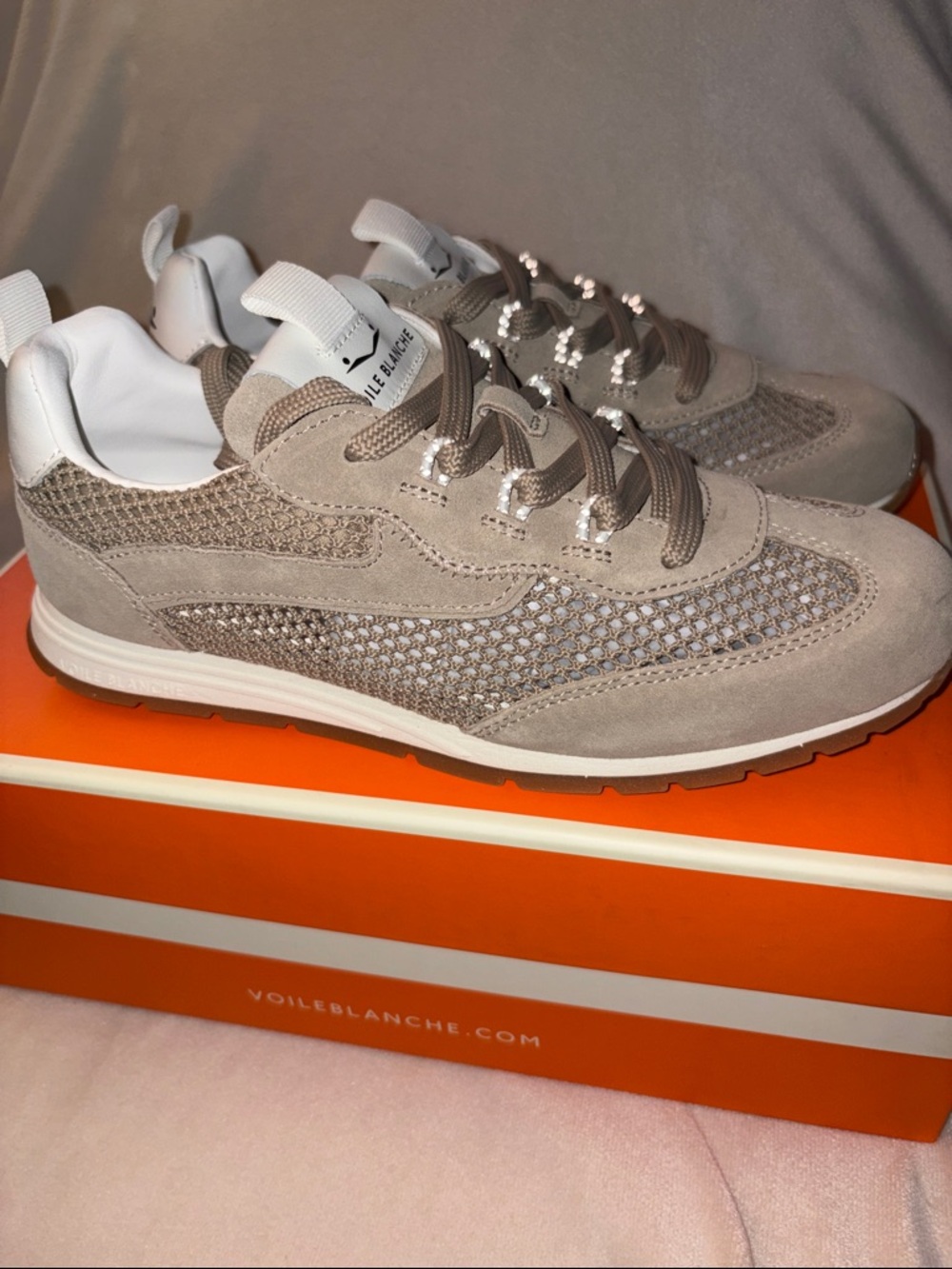 NWT VOILE BLANCHE PLAY Mesh Sneaker in Light Beige - Picture 10 of 16